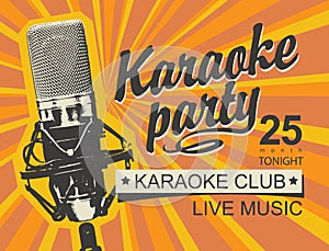 Music banner for karaoke party with microphone photo