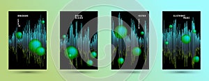 Music banners set with sound wave background.