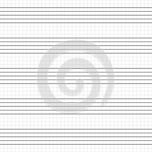 Music blank note stave seamless pattern. Blank classical music paper sheet for school. Note book line grid for melody