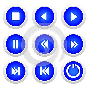 Music blue buttons set