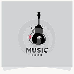 Music Book Logo, Guitar Book Logo Design Template
