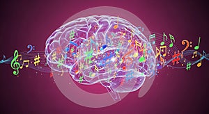 Music and the brain connection creative concept musical notes and mind power