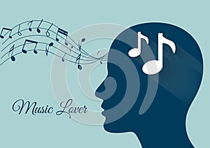 Music from brain, music notes, music lover, music vector