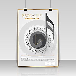 Music brochure cover design. Flyer, poster, booklet template