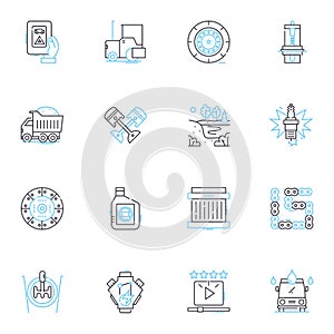 Music business linear icons set. Recording, Distribution, Marketing, Promotion, Artist, Manager, Label line vector and