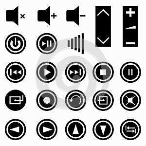 Music buttons monochrome symbols vector illustration