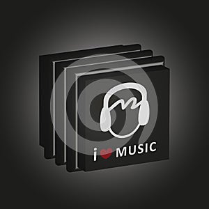 Music cd boxes 'i love music' vector