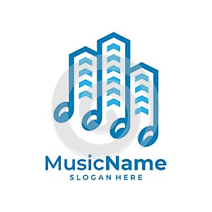 Music City Logo Vector Icon Illustration. City Music logo design template