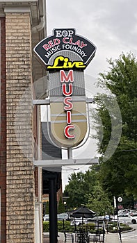 Music city street sign in downtown Duluth, Georgia,USA