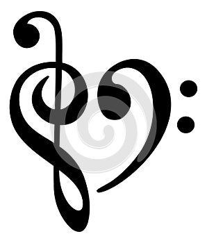 Music Clef Bass Heart Icon