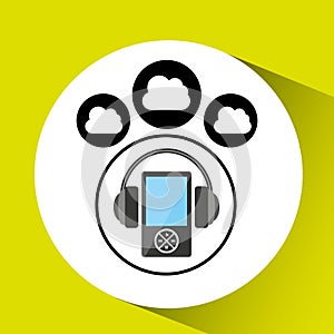 Music cloud connection headphone mp3 graphic