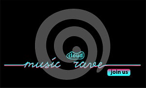 Music cloud rave black web banner, background with tiktok colors.