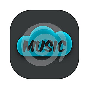 Music Cloud Storage App Icon Vector
