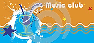 Music club banner.Abstract sea motive.Piano bar photo