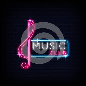 Music Club Neon Signs Style Text Vector
