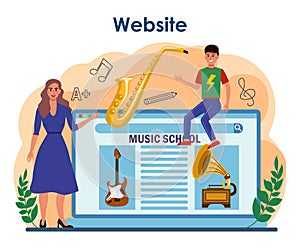 Music club or school online service or platform. Students learn