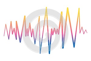 Music color wave logo. Pulse audio music player banner. Colorful sound equalizer element. Isolated design symbolon a