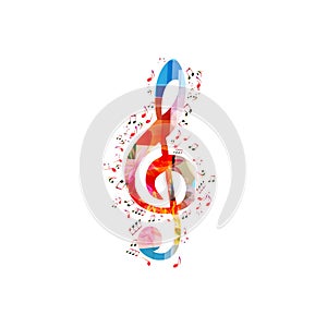 Music colorful background with G-clef and music notes vector illustration design. Music festival poster, live concert, creative mu