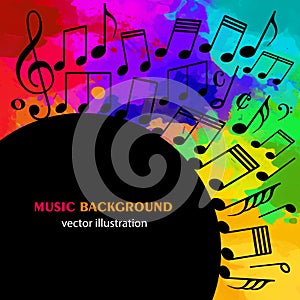 Music colorful background, musical instruments.