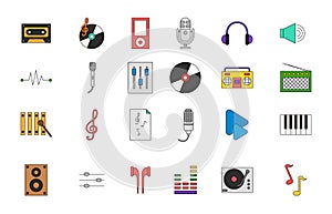 Music colorful icons set