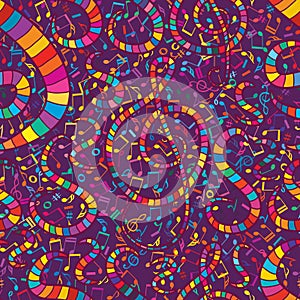 Music colorful seamless pattern