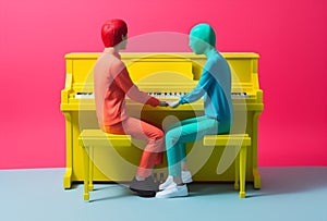 music colourful art concept performance piano illustration modern people trend. Generative AI.