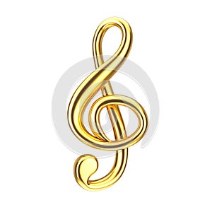 Music Concept. Golden Treble Clef Sign. 3d Rendering