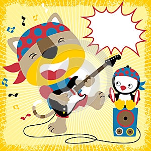 Music concert with animals cartoon vector