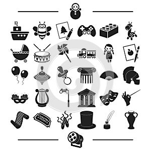 Music, Concert, Circus and other web icon in black style.Entertainment, Leisure, Hobbies, icons in set collection.