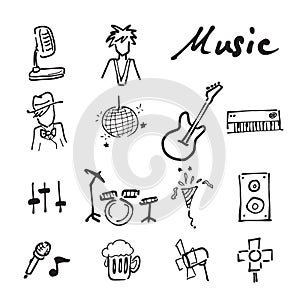 Music and concert doodle icons set