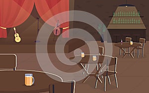 Music concert in pub flat color vector illustration