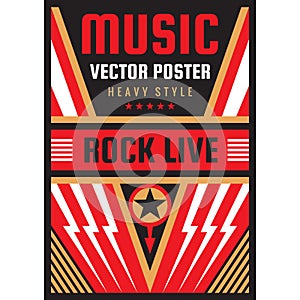 Music concert rock festival poster vector illustration. National patriotism freedom vertical banner template. Graphic design