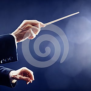 Music conductor hands orchestra