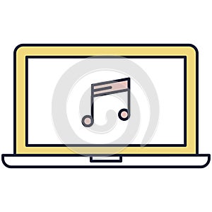Music content as digital marketing tool flat vector icon