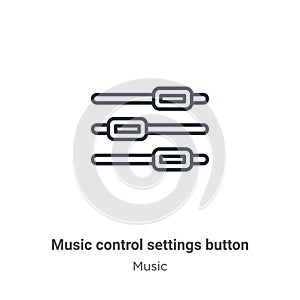 Music control settings button outline vector icon. Thin line black music control settings button icon, flat vector simple element