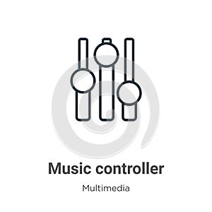 Music controller outline vector icon. Thin line black music controller icon, flat vector simple element illustration from editable