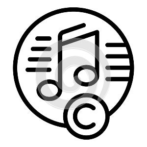 Music copyright icon outline vector. Law patent
