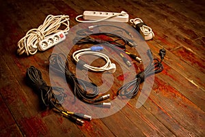 Music cords, extension cords, plugs, acoustic aid, music, auxiliary materials