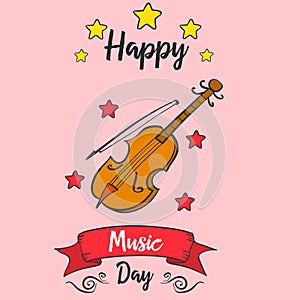 Music day card vector art doodles