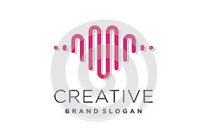 Music design element vector with creative letter M concept idea