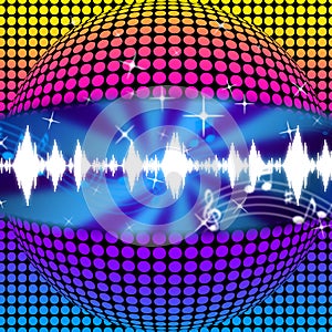 Music Disco Ball Background Means Soundwaves And Partying