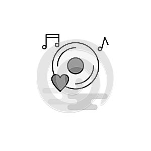 Music disk Web Icon. Flat Line Filled Gray Icon Vector