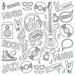 Music doodle vector set