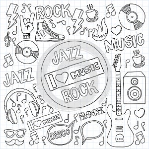 Music doodle vector set