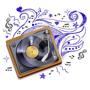 Music doodle vinyl record player