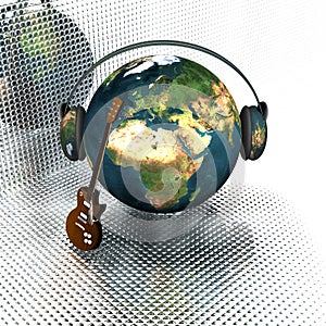 Music earth with headphones