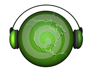 Music earth with headphones