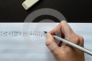 Music education note copy space process