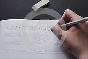 Music education note copy space process