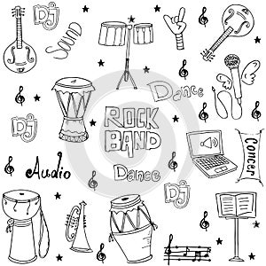 Music element doodles hand draw